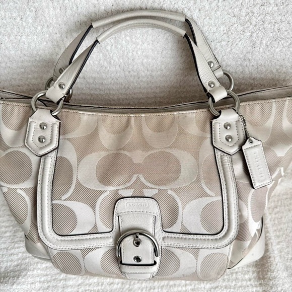 Coach Handbags - Coach Beige Signature Tote Travel Bag
